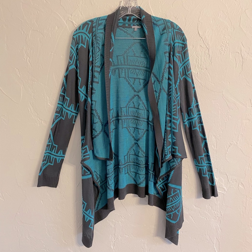 Turquoise and gray sweater